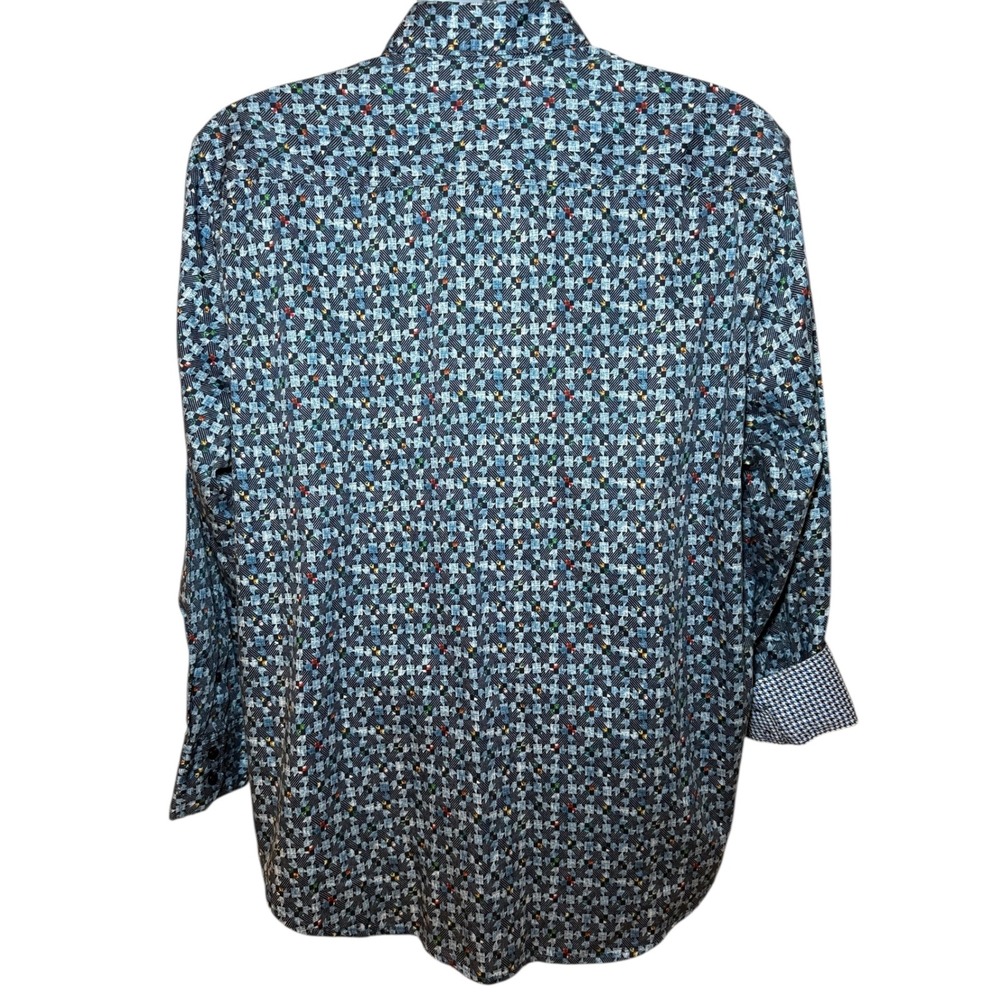 Robert Graham Tailored Fit Shirt Mens 2XL Button Down Houndstooth Flip Cuffs - Picture 3 of 12